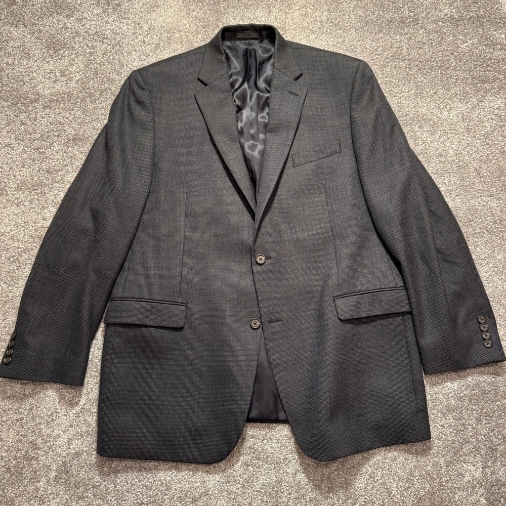 Lauren Ralph Lauren Sport Coat Mens 46R Gray Micro Pattern Wool Career Blazer